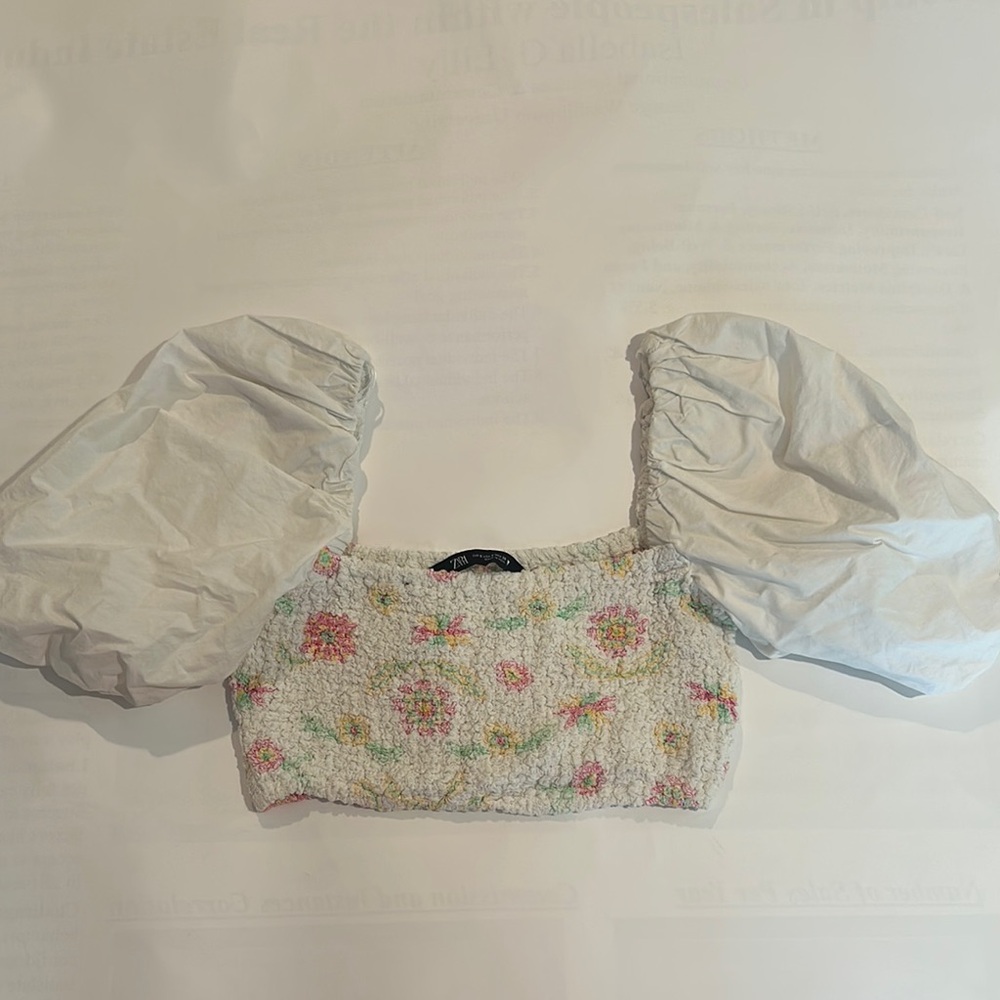 Cream Puff Sleeve Smocked Blouse